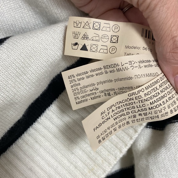 Massimo Dutti Striped Italian Yarn Knit Sweater Ivory Black Women’s Small - Picture 8 of 8